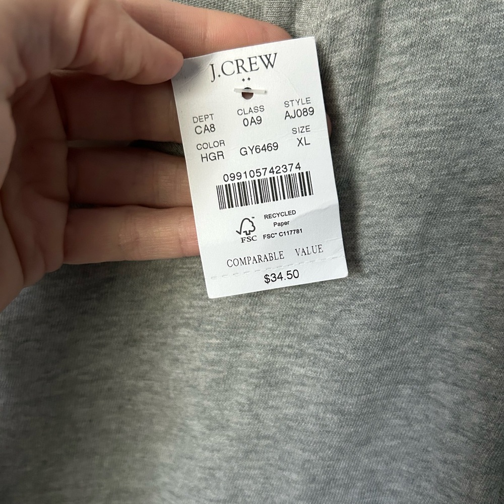 J. Crew NWT Grey Girlfriend Short Sleeve Tee Shirt Size XL - Picture 9 of 9